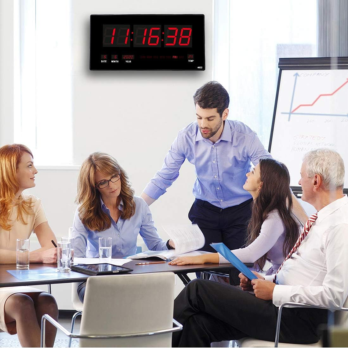 Reloj Digital Pared Luz Led Hora Fecha Temperatura 3