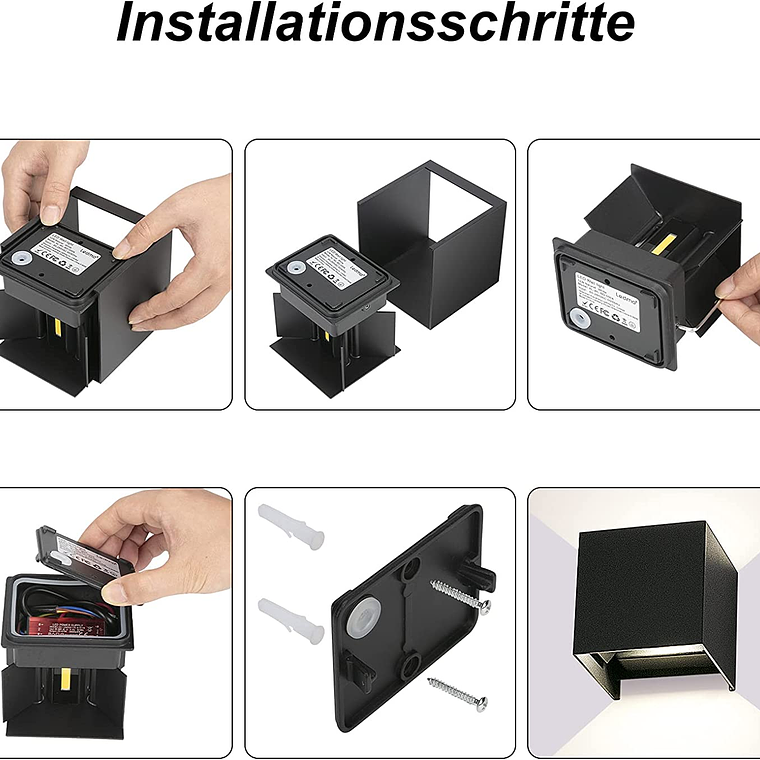 Foco Luz cuadrado Aplique Para Pared Led Exterior 6