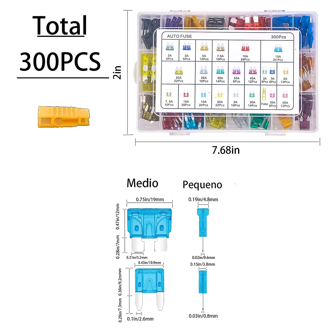 Kit Fusible 300 Unidades Eléctricos 12v Autos Motos + Pinza 2