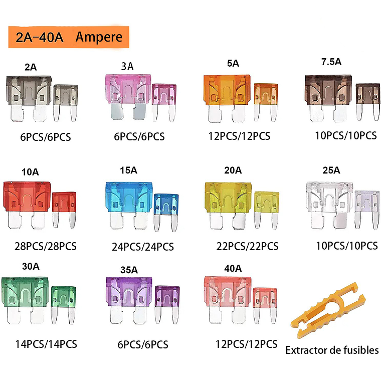 Kit Fusible 300 Unidades Eléctricos 12v Autos Motos + Pinza 3