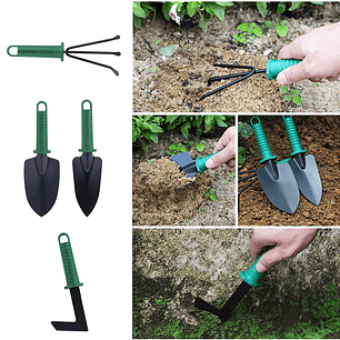 Kit Herramientas Jardinería Acero Rastrillo Tijera Podar