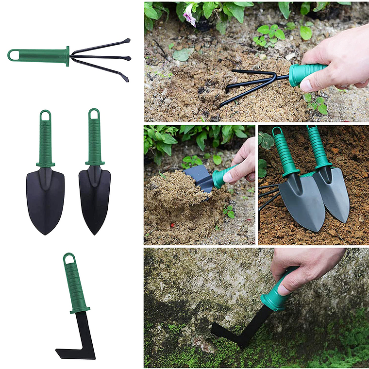 Kit Herramientas Jardinería Acero Rastrillo Tijera Podar 2