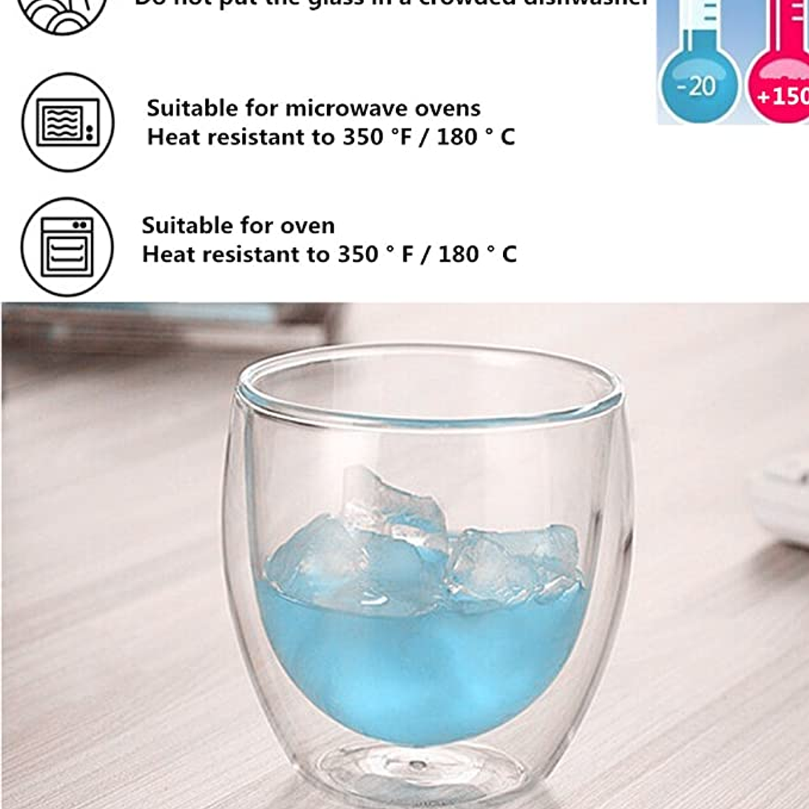 Pack 4 Tazas Doble Pared 250ml Frio, Caliente 2