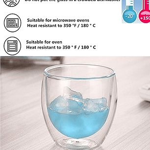 Pack 4 Tazas Doble Pared 250ml Frio, Caliente