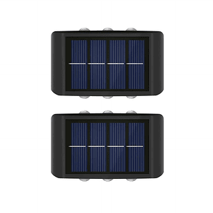 Pack X 2 Lampara Solar 6 Led Exterior Aplique De Muro