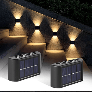 Pack X 2 Lampara Solar 6 Led Exterior Aplique De Muro