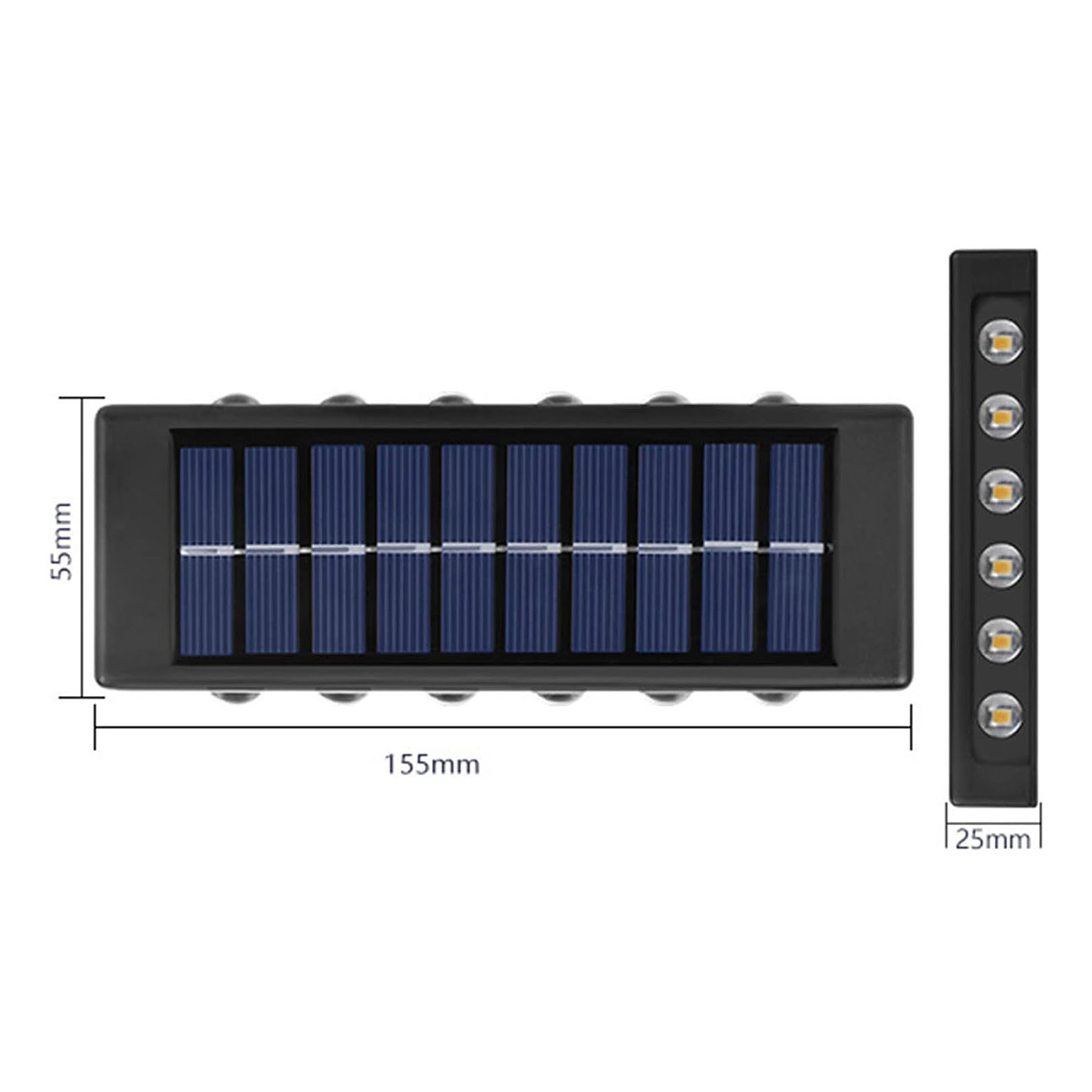 Pack X 2 Lampara Solar 12 Led Exterior Aplique De Muro 4