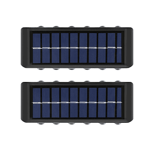 Pack X 2 Lampara Solar 12 Led Exterior Aplique De Muro