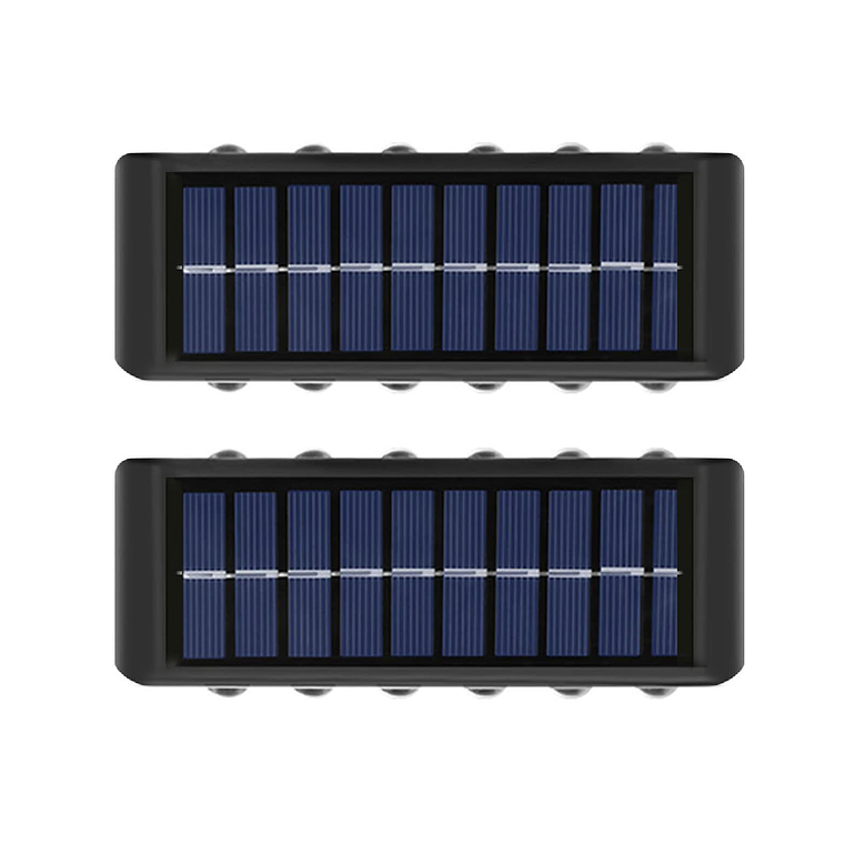 Pack X 2 Lampara Solar 12 Led Exterior Aplique De Muro 2