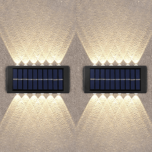 Pack X 2 Lampara Solar 12 Led Exterior Aplique De Muro
