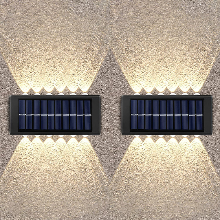 Pack X 2 Lampara Solar 12 Led Exterior Aplique De Muro 1