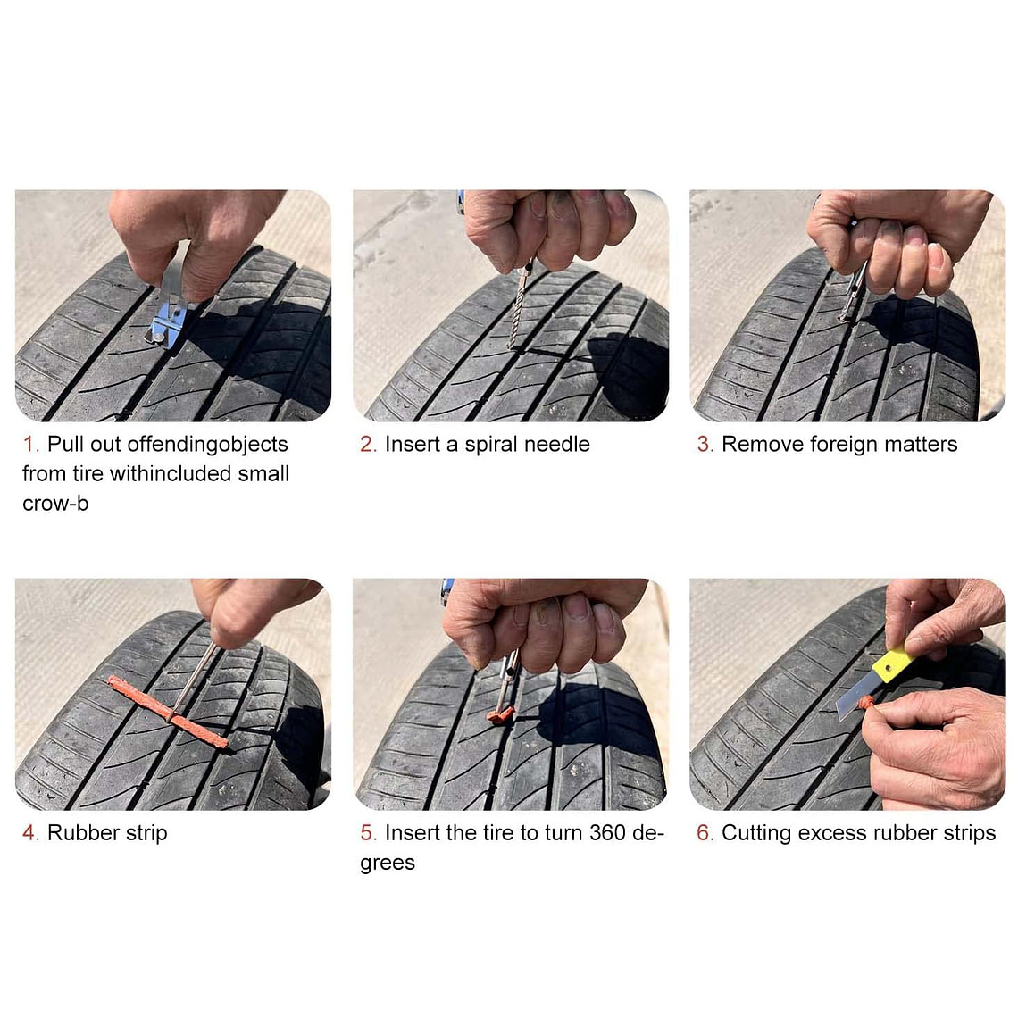 Kit 27 Piezas Reparación Pinchazos Neumático Emergencia Auto 3