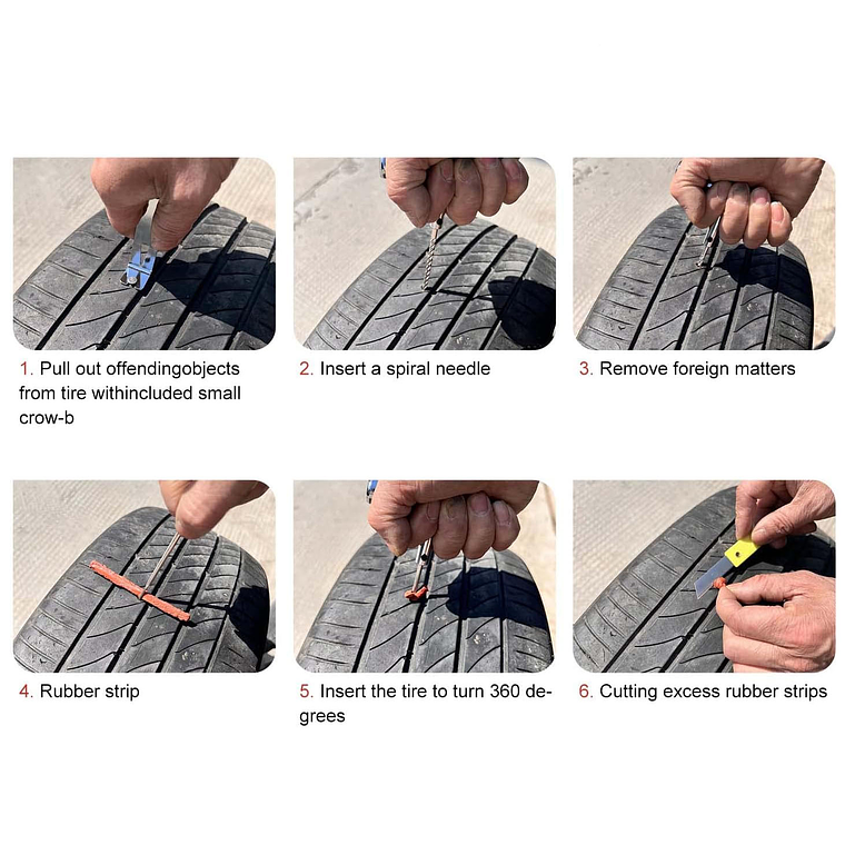 Kit 27 Piezas Reparación Pinchazos Neumático Emergencia Auto 3