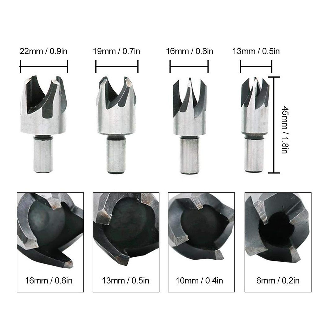 Set 4 Brocas Cortadoras De Tapón O Tarugo Para Madera 2