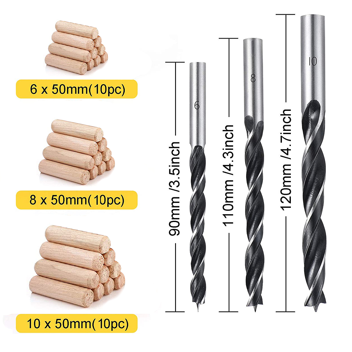 Guia Plantilla Para Tarugos Madera 6-8-10 Mm + Brocas 4