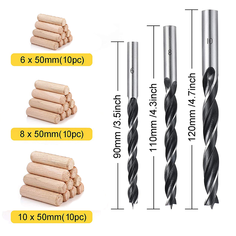 Guia Plantilla Para Tarugos Madera 6-8-10 Mm + Brocas 4