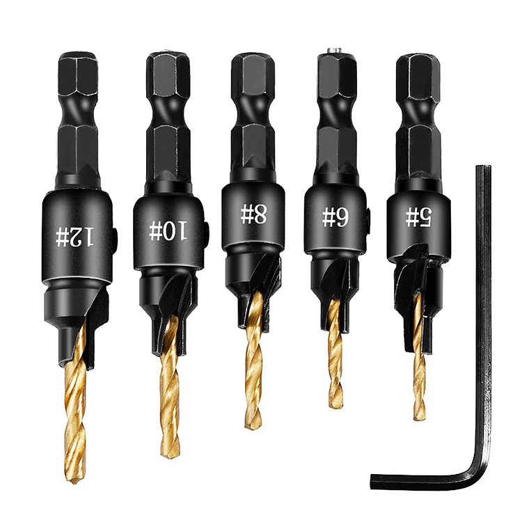 5 Uds Brocas Avellanadores Madera Carpintería 1