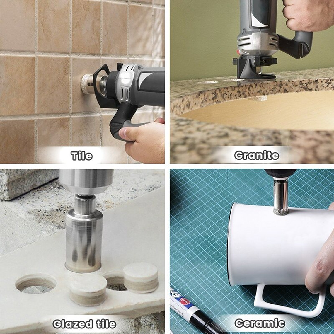 Brocas Copa Para Cerámicos Mármol Vidrio Piedra 28 Pz 6-50mm 3