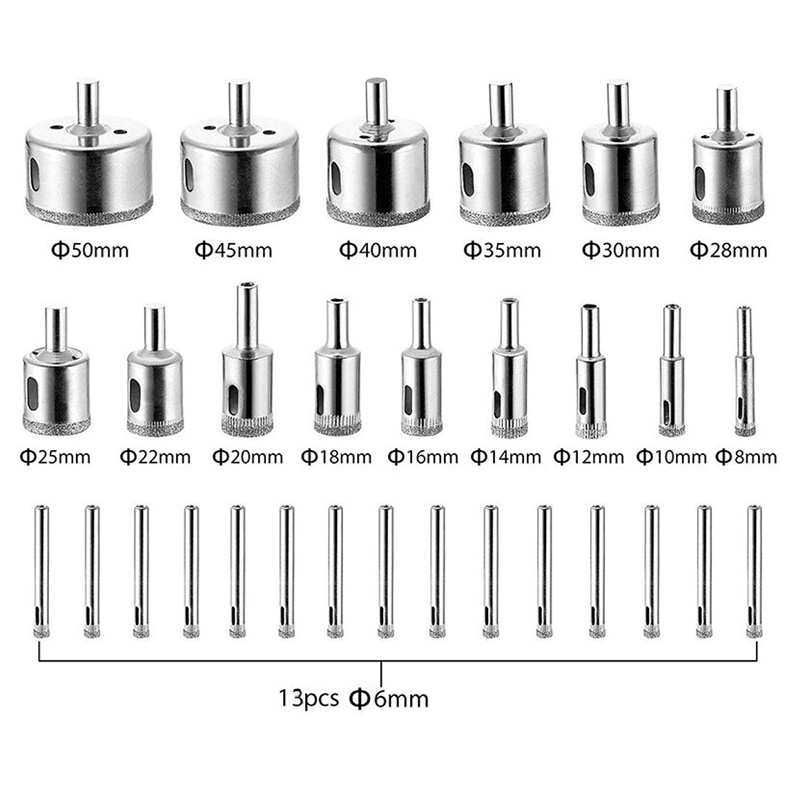 Brocas Copa Para Cerámicos Mármol Vidrio Piedra 28 Pz 6-50mm 2