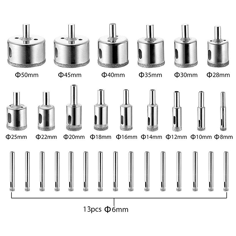 Brocas Copa Para Cerámicos Mármol Vidrio Piedra 28 Pz 6-50mm 2