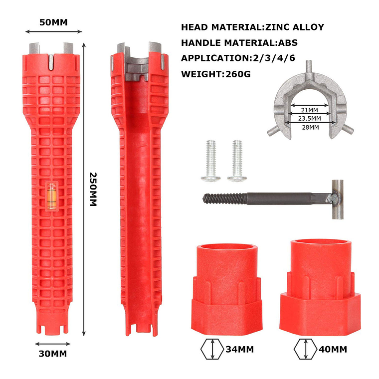 Llave Ajustable Gasfiteria Multi Uso Flexible Desague Cocina 6