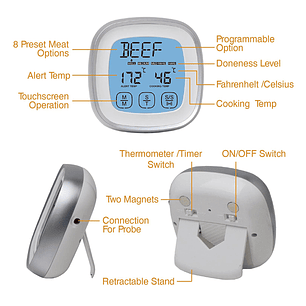 Termómetro Temporizador Digital Para Carnes Asado Parrilla