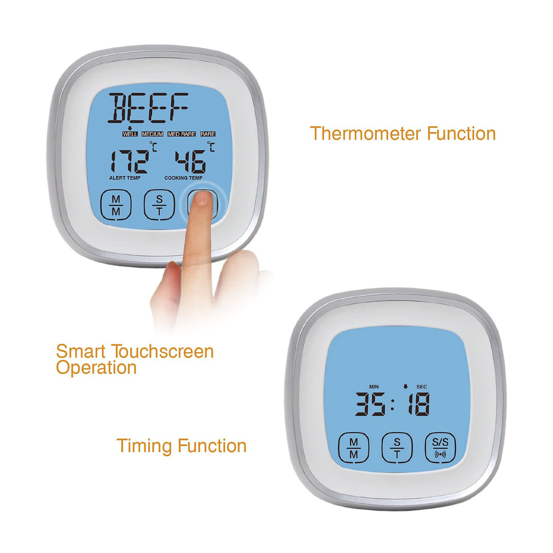 Termómetro Temporizador Digital Para Carnes Asado Parrilla 3