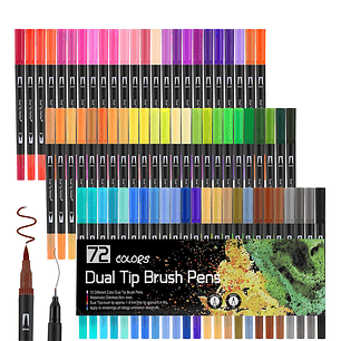 72 Marcadores De Doble Punta Tipo Pincel Colores
