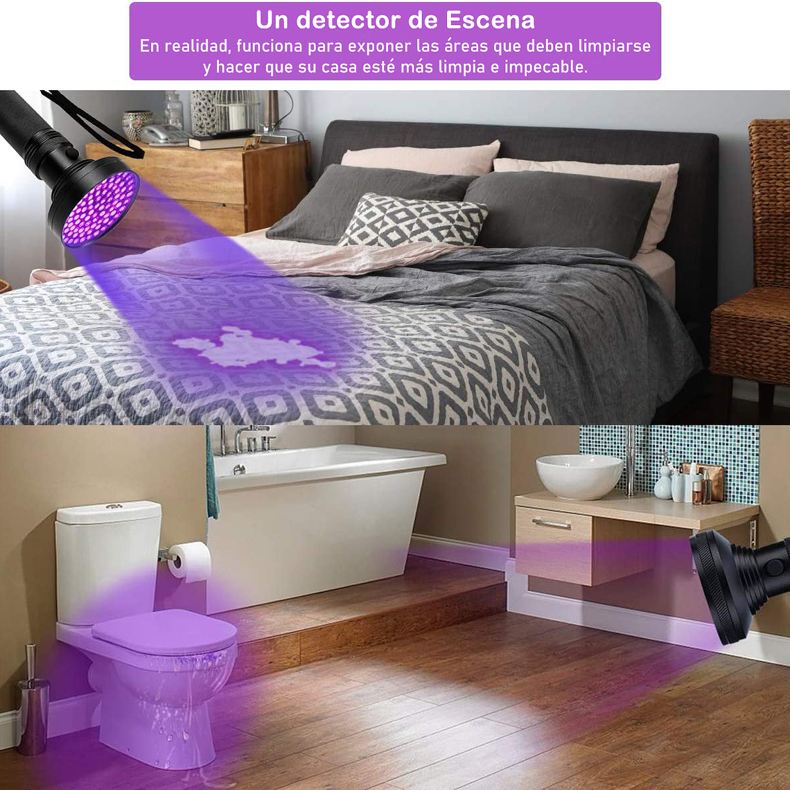 Linterna Ultravioleta 100 Led Uv Usa Pilas Múltiples Usos 5