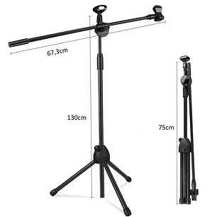 Soporte Con Brazo Para Microfono Atril De Microfono 2en1