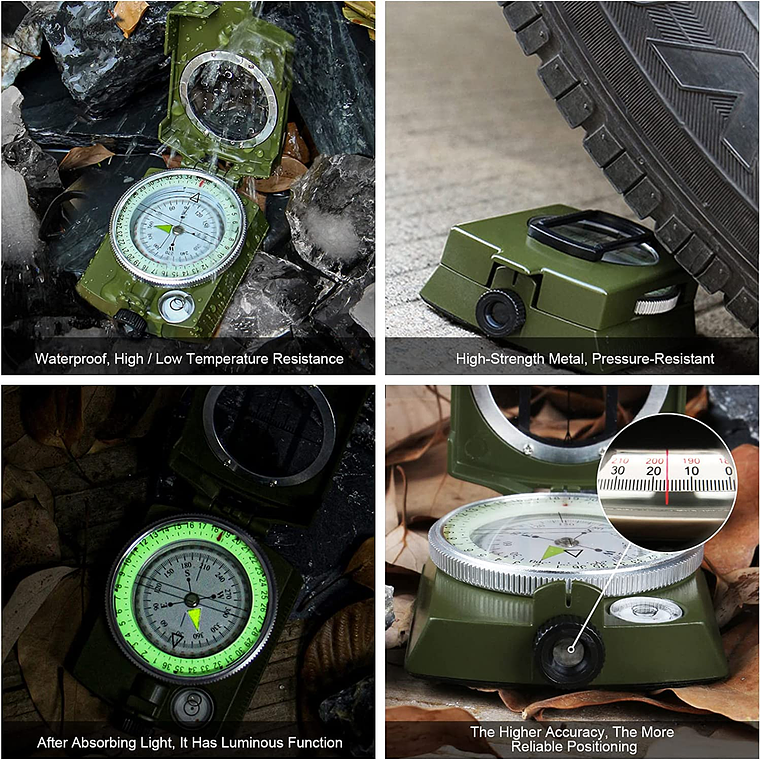 Brújula Militar Luminosa Multifunción Con Inclinómetro Ip65 2