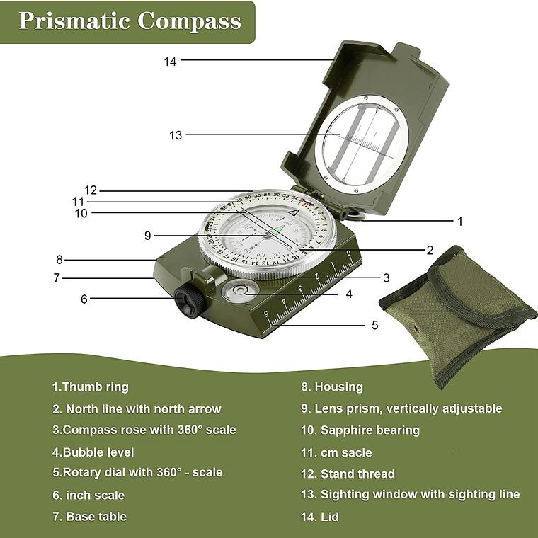 Brújula Militar Luminosa Multifunción Con Inclinómetro Ip65 3
