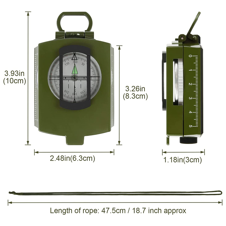 Brújula Militar Luminosa Multifunción Con Inclinómetro Ip65 5