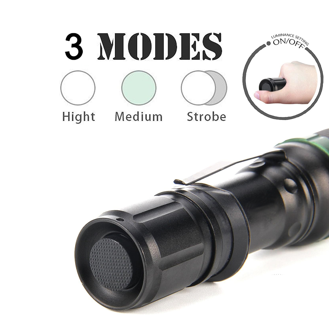 Linterna Táctica Zoom Led Cree 1800lm Recargable 3