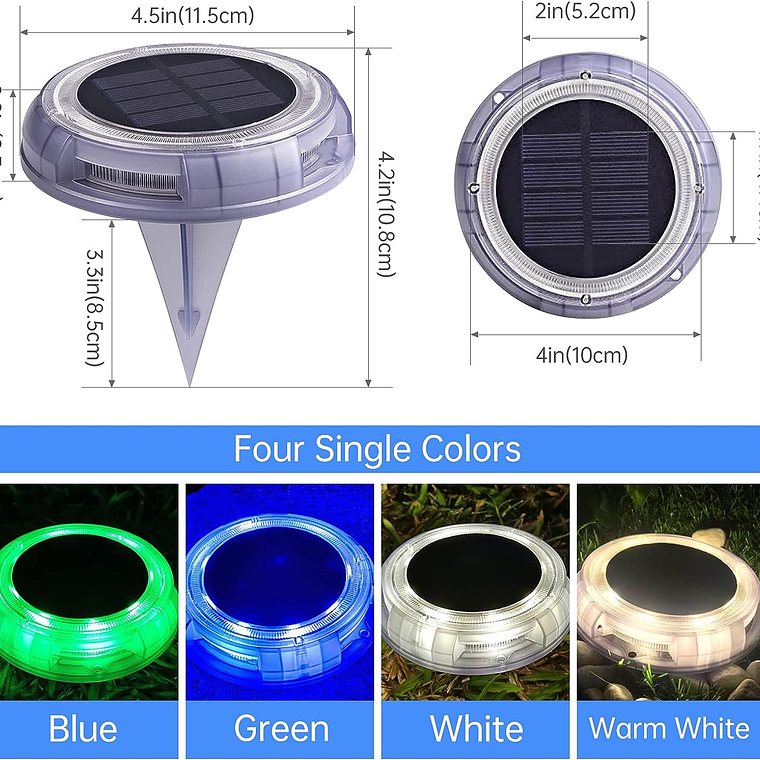 Foco Solar De Piso 8 Led / Multicolor 2