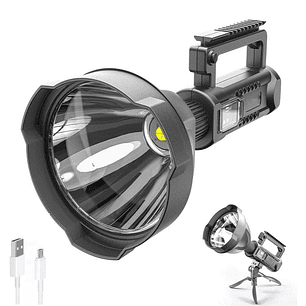 Linterna Led Largo Alcance Recargable Usb Trípode