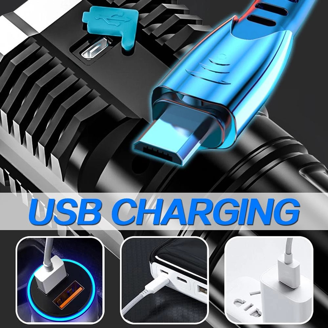 Linterna Led Recargable Alto Alcance 4 Led 2