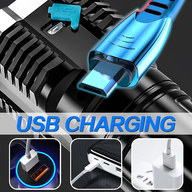 Linterna Led Recargable Alto Alcance 4 Led 2