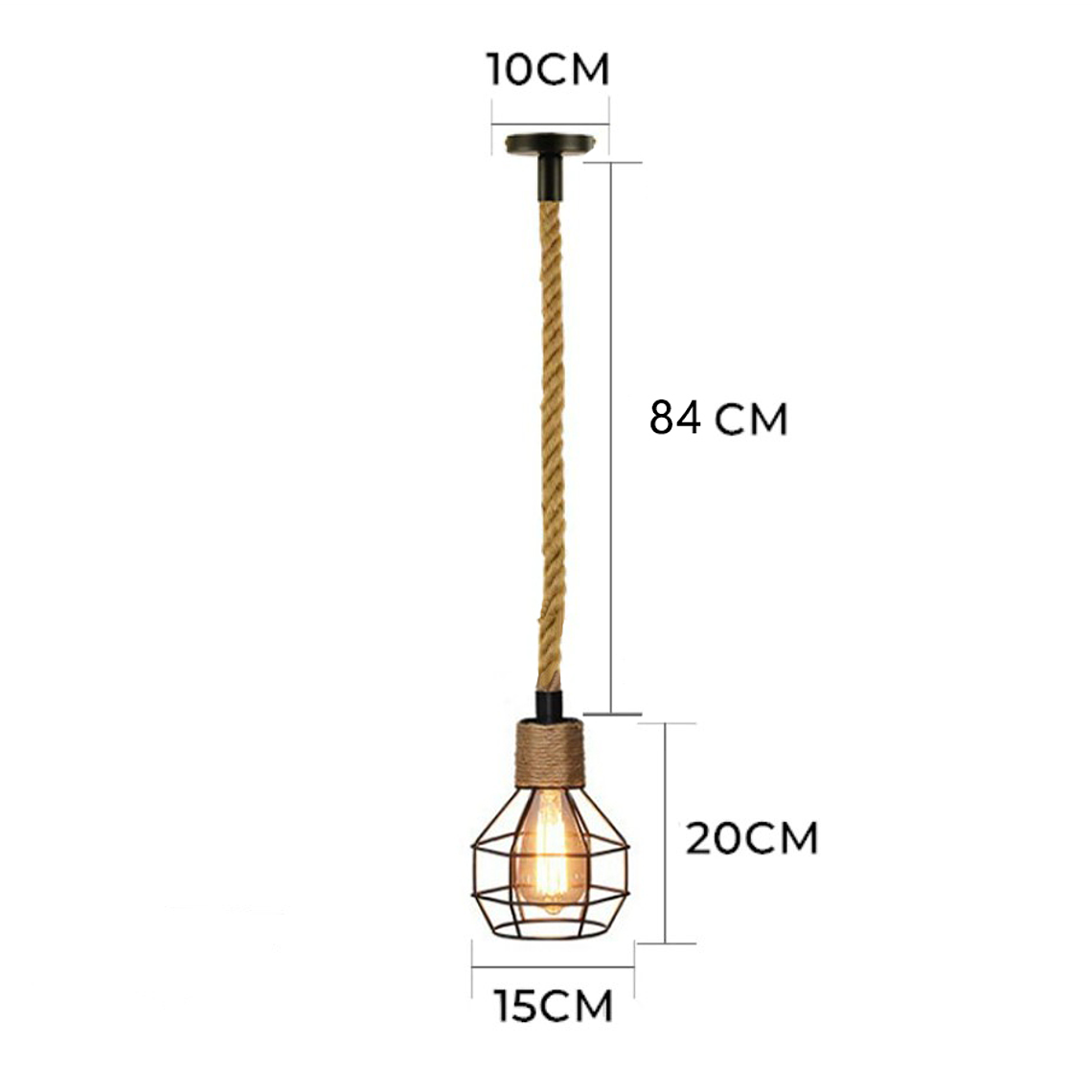 Lámpara Colgante Vintage Cuerda De Cáñamo 5