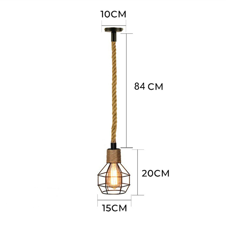 Lámpara Colgante Vintage Cuerda De Cáñamo 5
