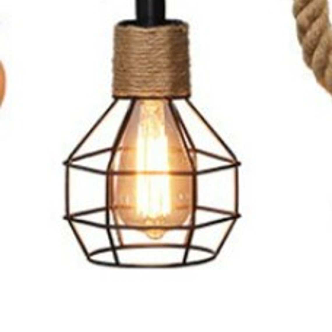Lámpara Colgante Vintage Cuerda De Cáñamo 2
