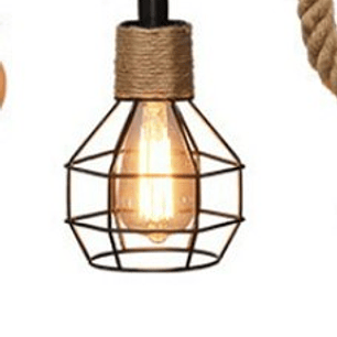 Lámpara Colgante Vintage Cuerda De Cáñamo