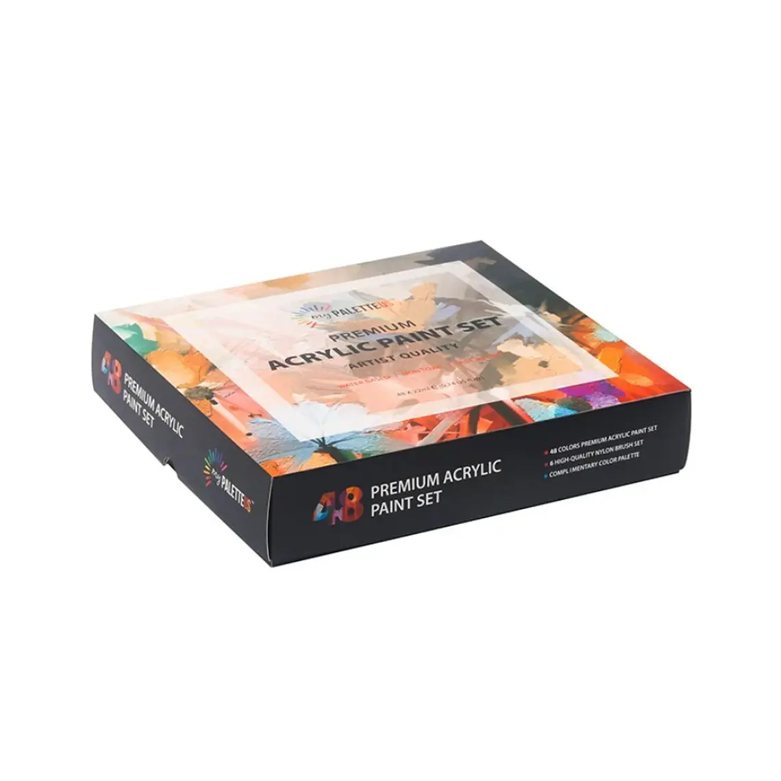 Set De Pinturas Acrilicas 48 Colores + Pincel, Paleta 4