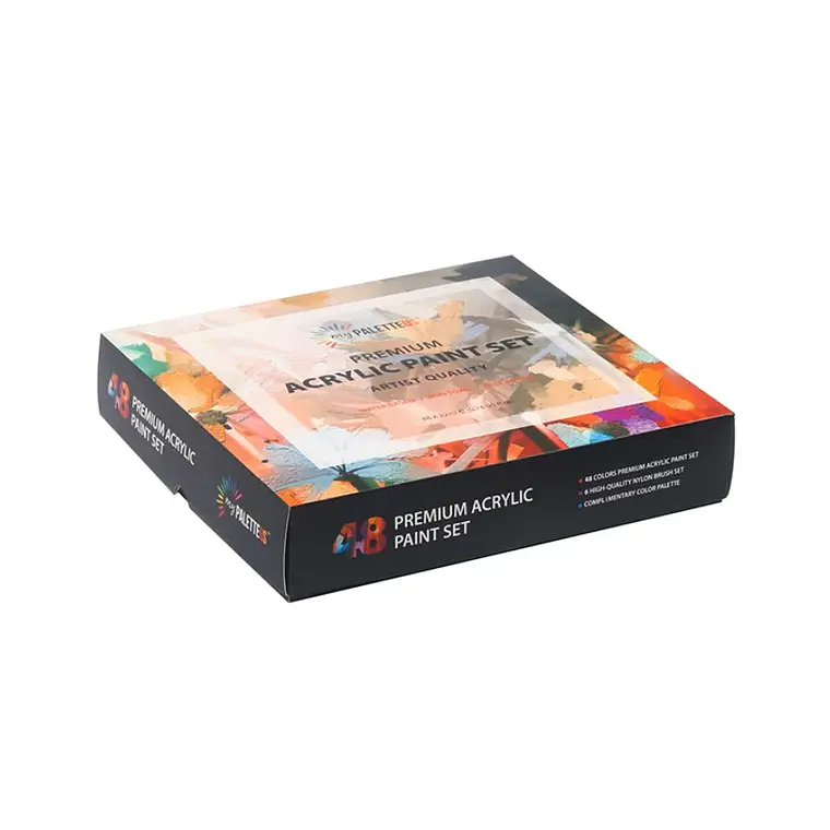 Set De Pinturas Acrilicas 48 Colores + Pincel, Paleta 4