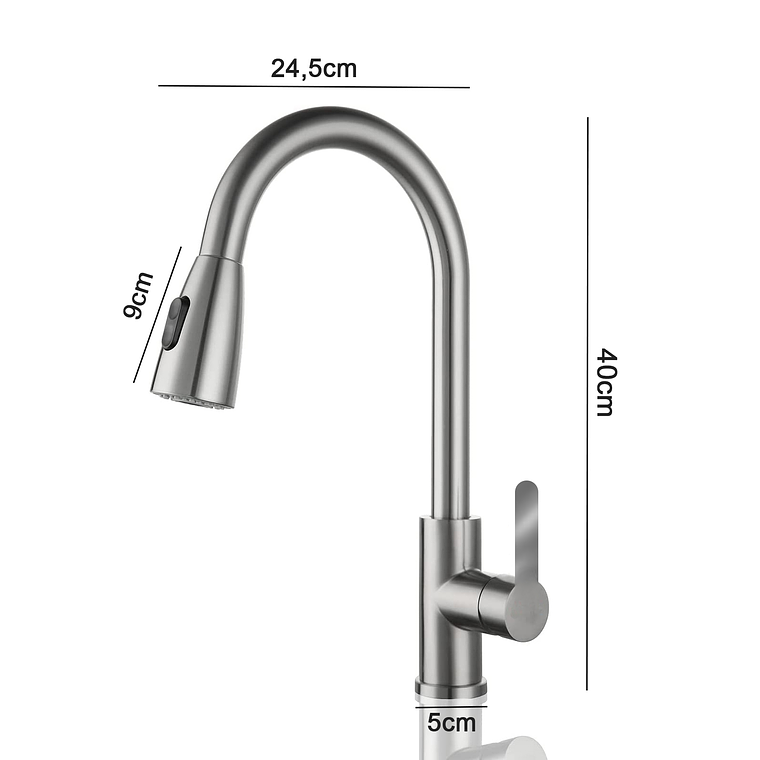Llave Grifo Monomando Lavaplatos Extensible Niquel 5