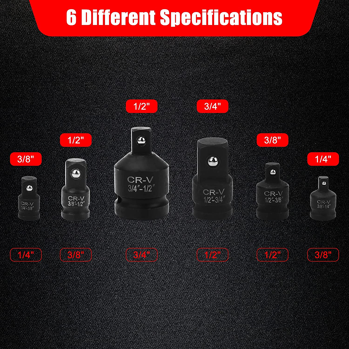 Juego De Dados Adaptador Y Reductor De Impacto 6 Pzas 3