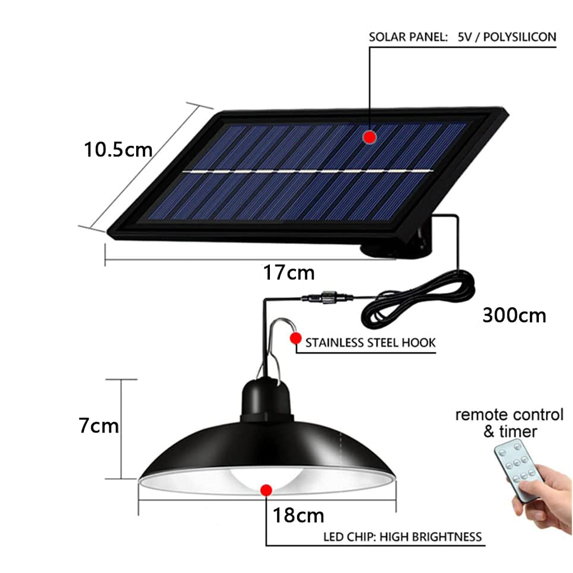Lampara Solar Doble Colgante 240w Plafon + Control 3