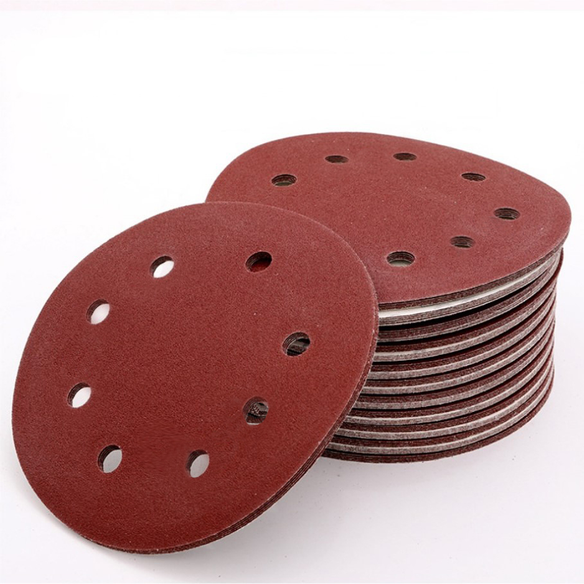 Set 100 Lijas #120 Velcro Con 8 Orificios 125mm 5 Pulgadas 1