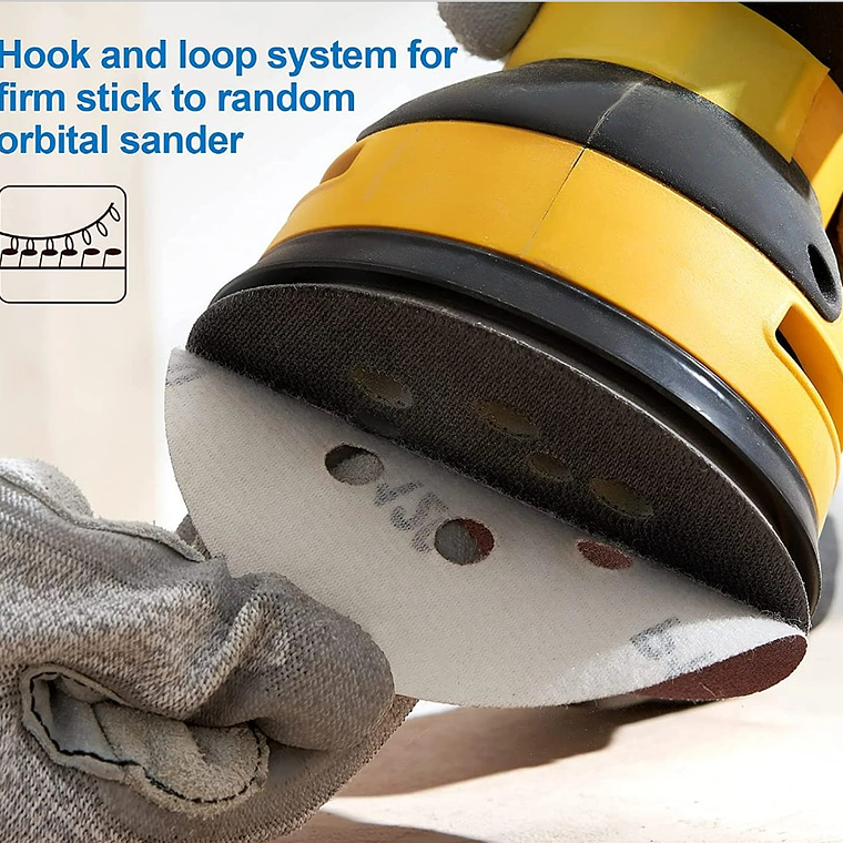 Set 100 Lijas #180 Velcro Con 8 Orificios 125mm 5 Pulgadas 4