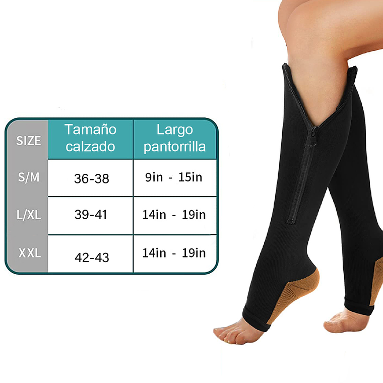 2 Pares Medias De Compresión Con Cierre Varices, Circulacion 4